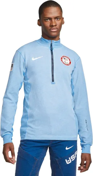 Nike ACG Dri-FIT ADV Team USA 2022 Beijing Winter Paralympic Men's Long-Sleeve 1/2-Zip Top (US, Alpha, Medium, Regular, Regular, Court Blue/White)