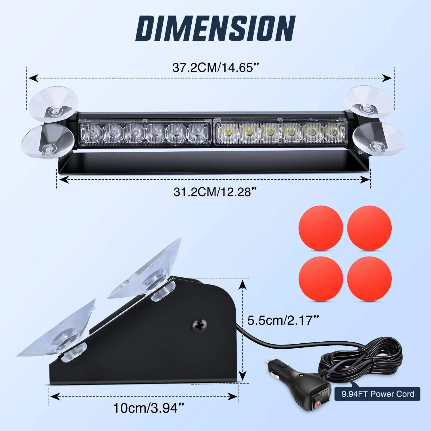 Nilight 12LED Traffic Advisor Strobe Light Bar Blue White Emergency Warning Hazard Safety Dash Front/Rear Windshield Flashing Lights for Cars Trucks Police Firefighter Plow Construction Vehicles
