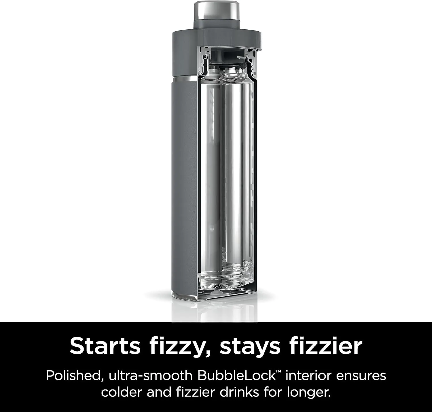 Ninja Thirsti 18oz Travel Water Bottle, For Carbonated Sparkling Drinks, Colder and Fizzier Longer, Leak Proof, 24 Hrs Cold, Dishwasher Safe, Stainless Steel Insulated Tumbler, Charcoal Gray, DW1801GY