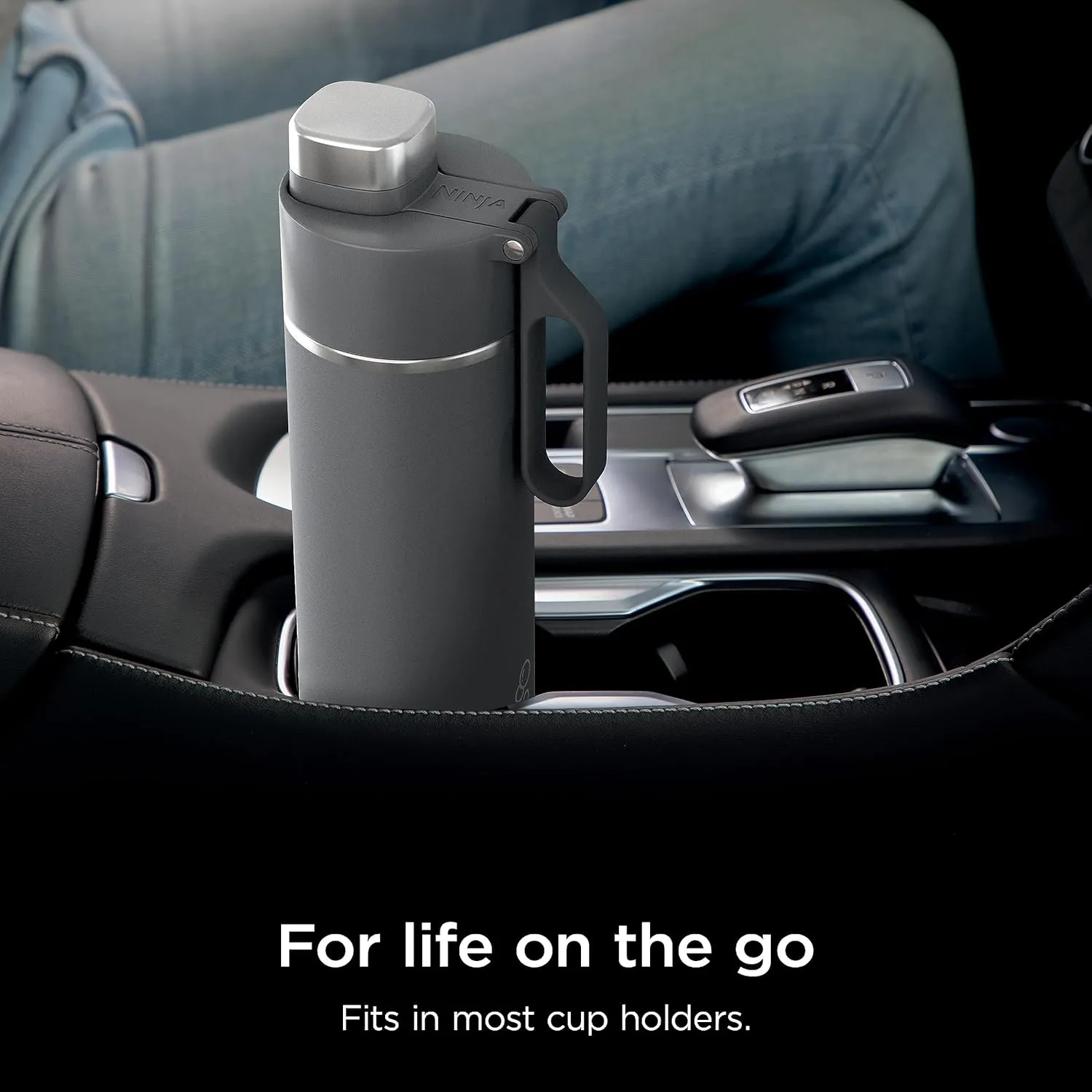 Ninja Thirsti 18oz Travel Water Bottle, For Carbonated Sparkling Drinks, Colder and Fizzier Longer, Leak Proof, 24 Hrs Cold, Dishwasher Safe, Stainless Steel Insulated Tumbler, Charcoal Gray, DW1801GY