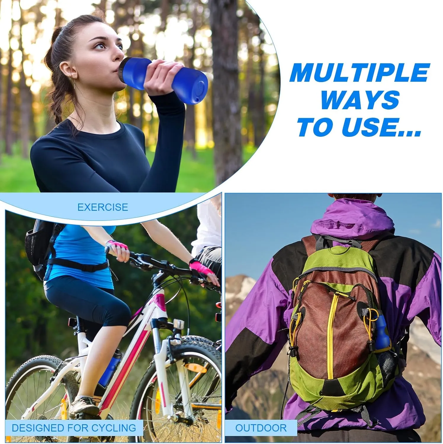 Nitial 24 Pcs Sports Water Bottles Bulk 22 oz Squeeze Reusable Sports Water Bottles Blank Plastic Water Bottles with Pull Top Cap for Adults Sports Fitness Bike, Dishwasher Safe
