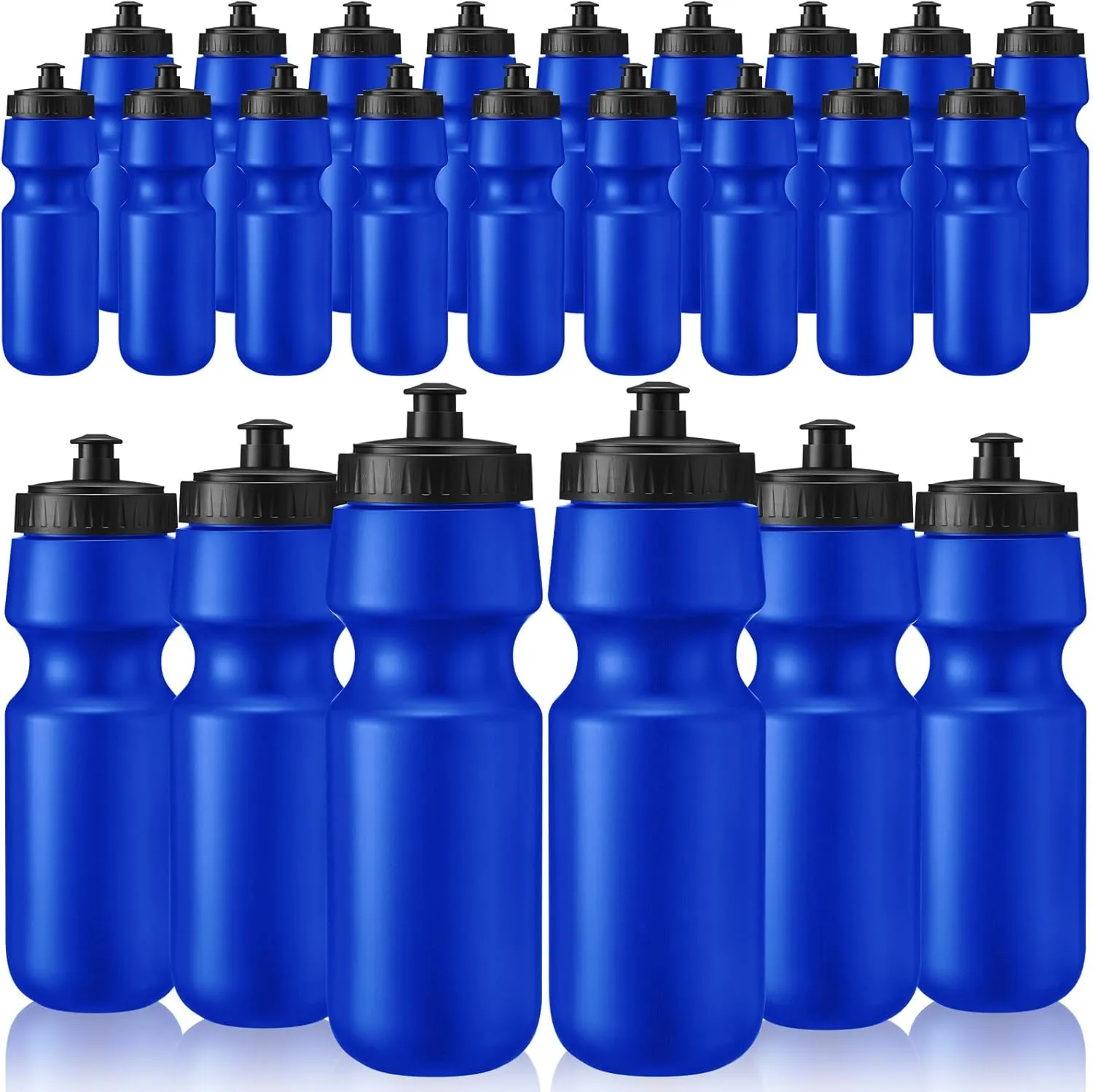 Nitial 24 Pcs Sports Water Bottles Bulk 22 oz Squeeze Reusable Sports Water Bottles Blank Plastic Water Bottles with Pull Top Cap for Adults Sports Fitness Bike, Dishwasher Safe