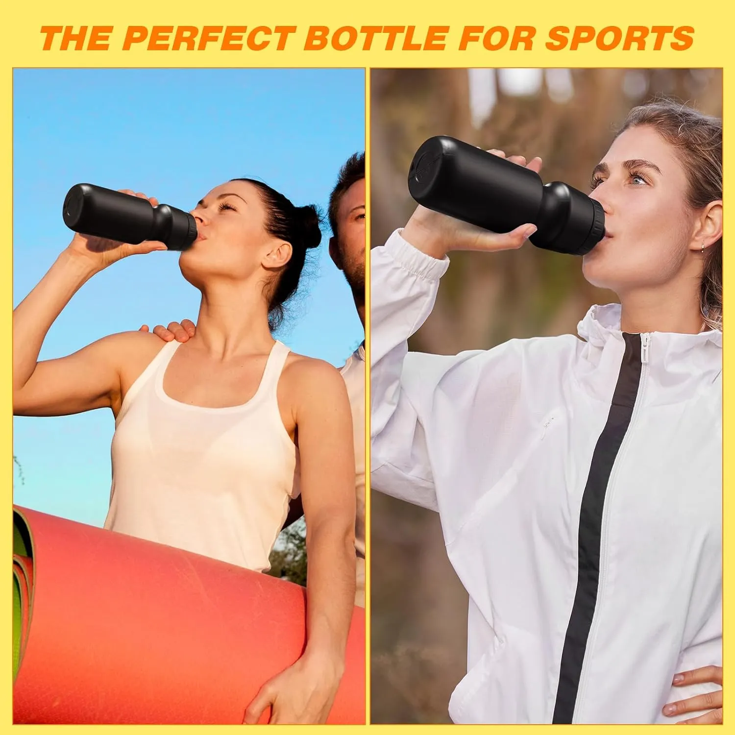 Nitial 24 Pcs Sports Water Bottles Bulk 22 oz Squeeze Reusable Sports Water Bottles Blank Plastic Water Bottles with Pull Top Cap for Adults Sports Fitness Bike, Dishwasher Safe