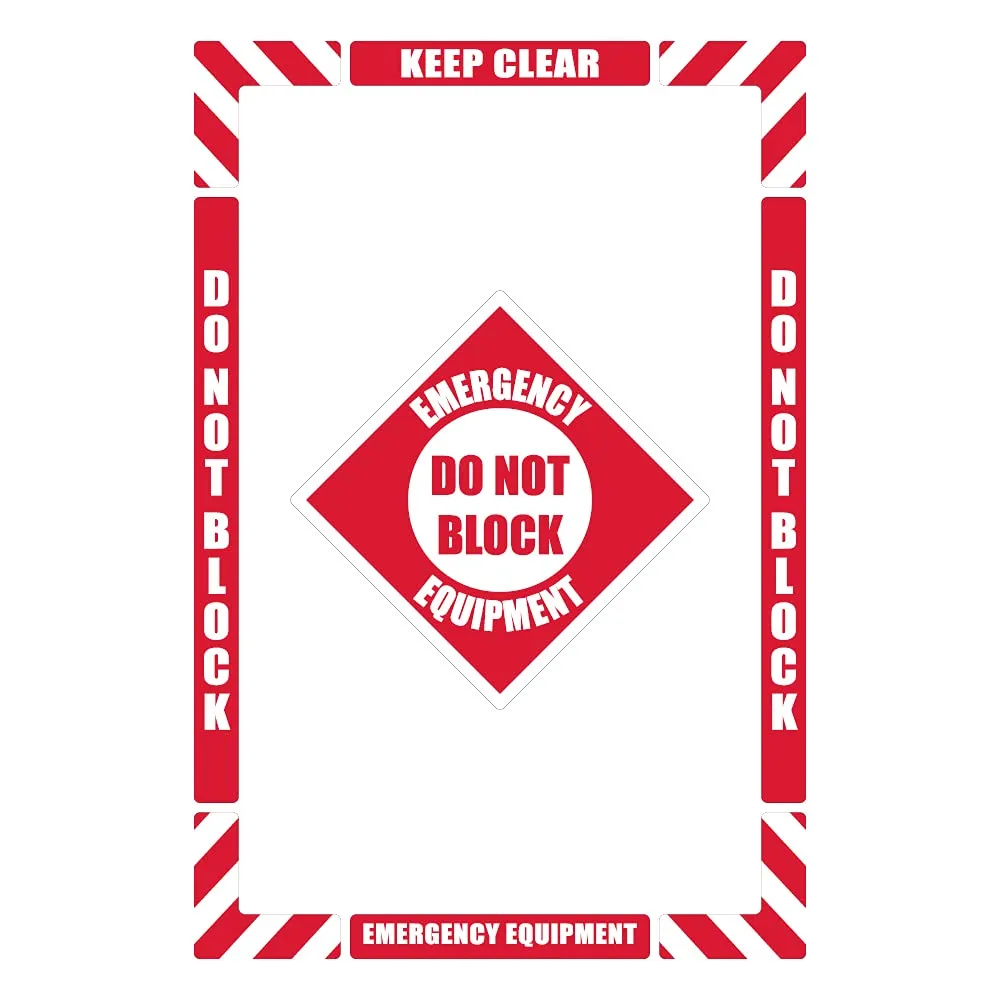 NMC Emergency Equipment Do Not Block, Walk-On Floor Marking Kit with Textured Non-Slip Surface, Configurable (Includes 12 X 12 Center Floor Sign And Marking Strips With Corner Angles), WFK09