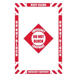 NMC Emergency Equipment Do Not Block, Walk-On Floor Marking Kit with Textured Non-Slip Surface, Configurable (Includes 12 X 12 Center Floor Sign And Marking Strips With Corner Angles), WFK09