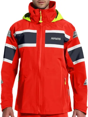 NNAVIS MARINE Sailing Jacket for Men-Ocean PRO 3-Layer Shell,Waterproof, Windproof Utility Jacket(Red, XXX-Large)