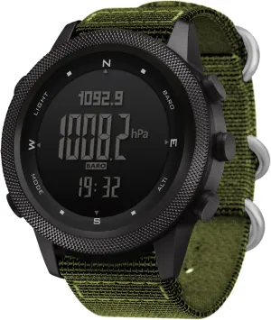 NORTH EDGE Tactical Military Watch Digital Outdoor Sports Watch for Men, Pedometer, Compass, Calories, Durable Nylon Band, Model: Apache (50MM)