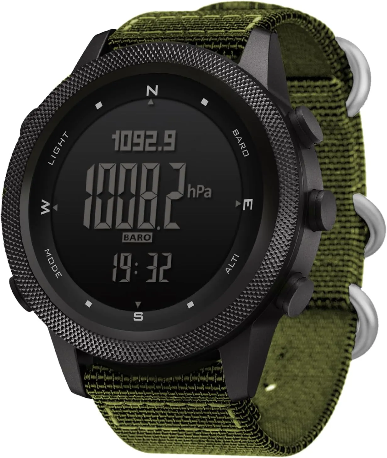 NORTH EDGE Tactical Military Watch Digital Outdoor Sports Watch for Men, Pedometer, Compass, Calories, Durable Nylon Band, Model: Apache (50MM)