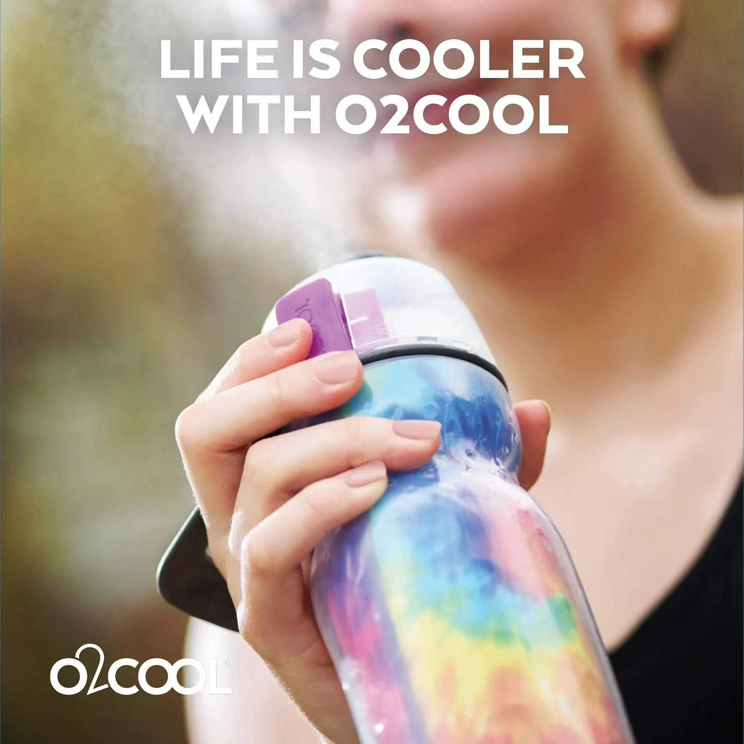 O2COOL Mist 'N Sip Misting Water Bottle 2-in-1 Mist And Sip Function With No Leak Pull Top Spout Reusable Sports Water Bottle - 20 oz (Basketball)