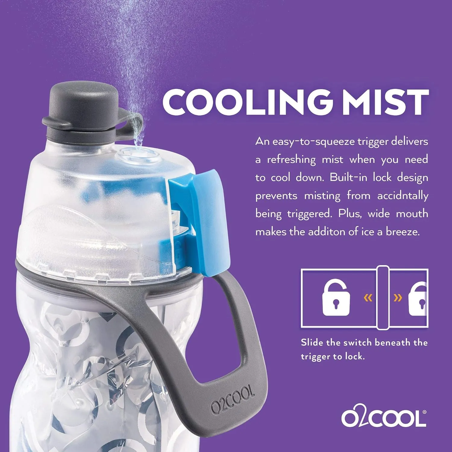 O2COOL Mist 'N Sip Misting Water Bottle 2-in-1 Mist And Sip Function With No Leak Pull Top Spout Reusable Sports Water Bottle - 20 oz (Basketball)