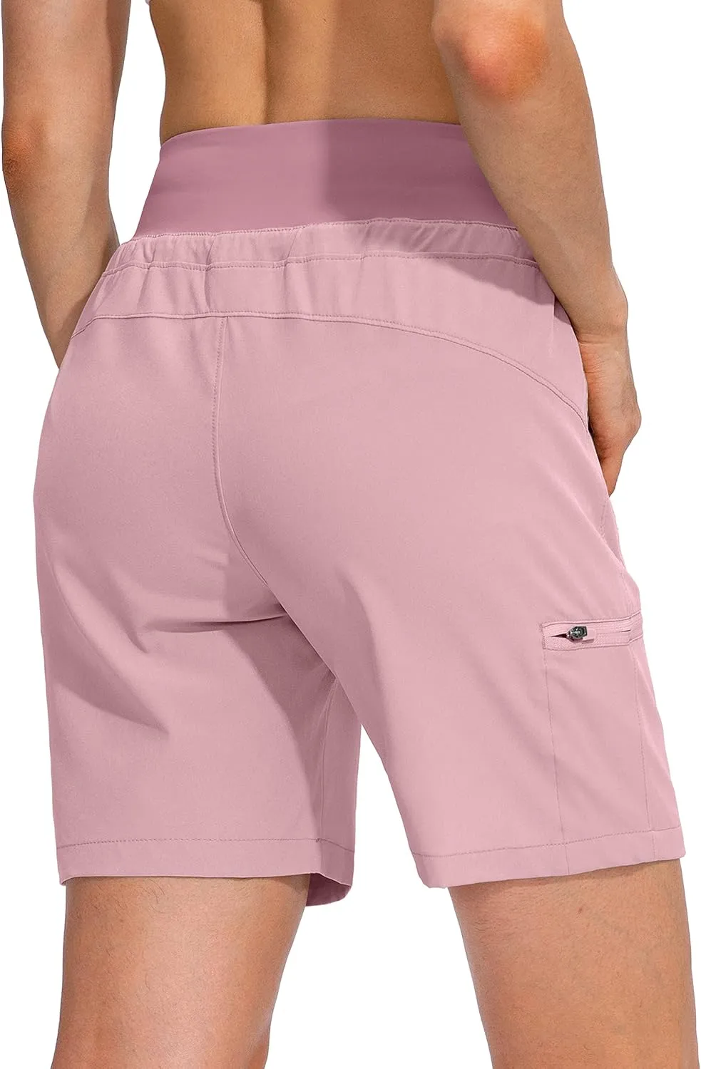 Obla Women's Hiking Cargo Shorts Zipper Pockets Soft High Waisted Quick Dry 7 Inch Long Shorts for Women Golf Athletic Summer
