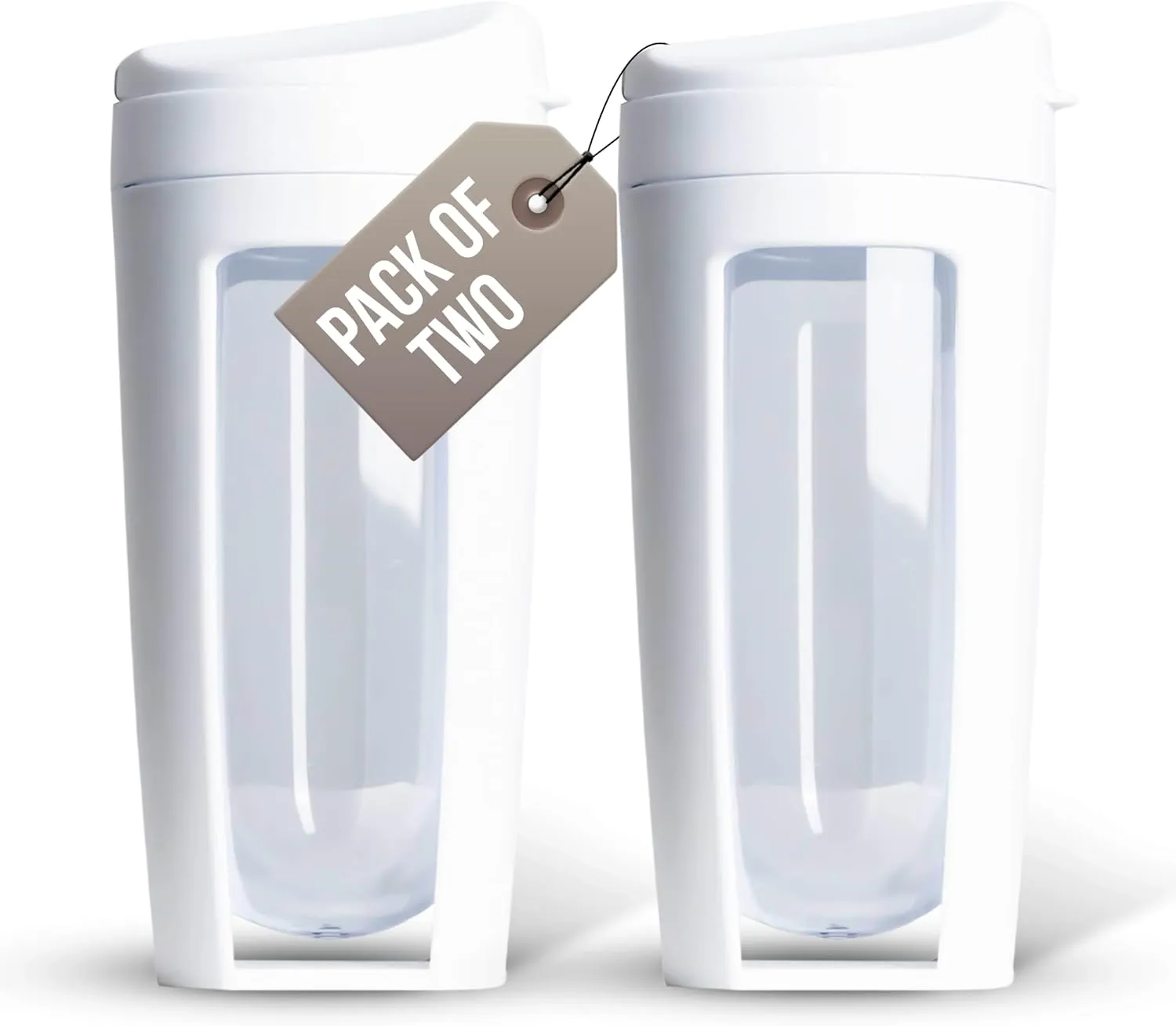 Odor-Free Fitness Bottle Flip Lid – Leakproof, Eco-Friendly, Easy Clean, Multi-Use Hydration Bottle – White, Chrome Rose Gold, Pink, Purple, Beige (White, Pack of 2)