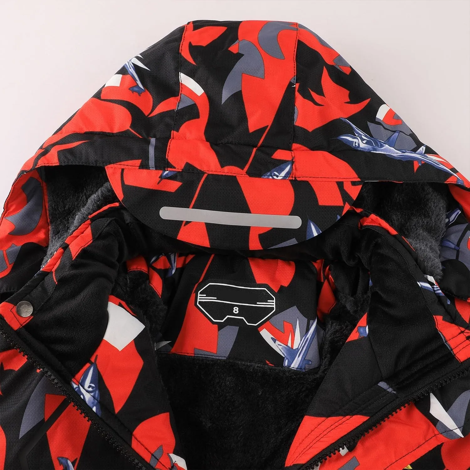 OHSNMAKSL Boy's Waterproof Ski Jacket Warm Winter Snow Coat Kids Fleece Snowboarding Jackets Thick Hooded Windproof Coats