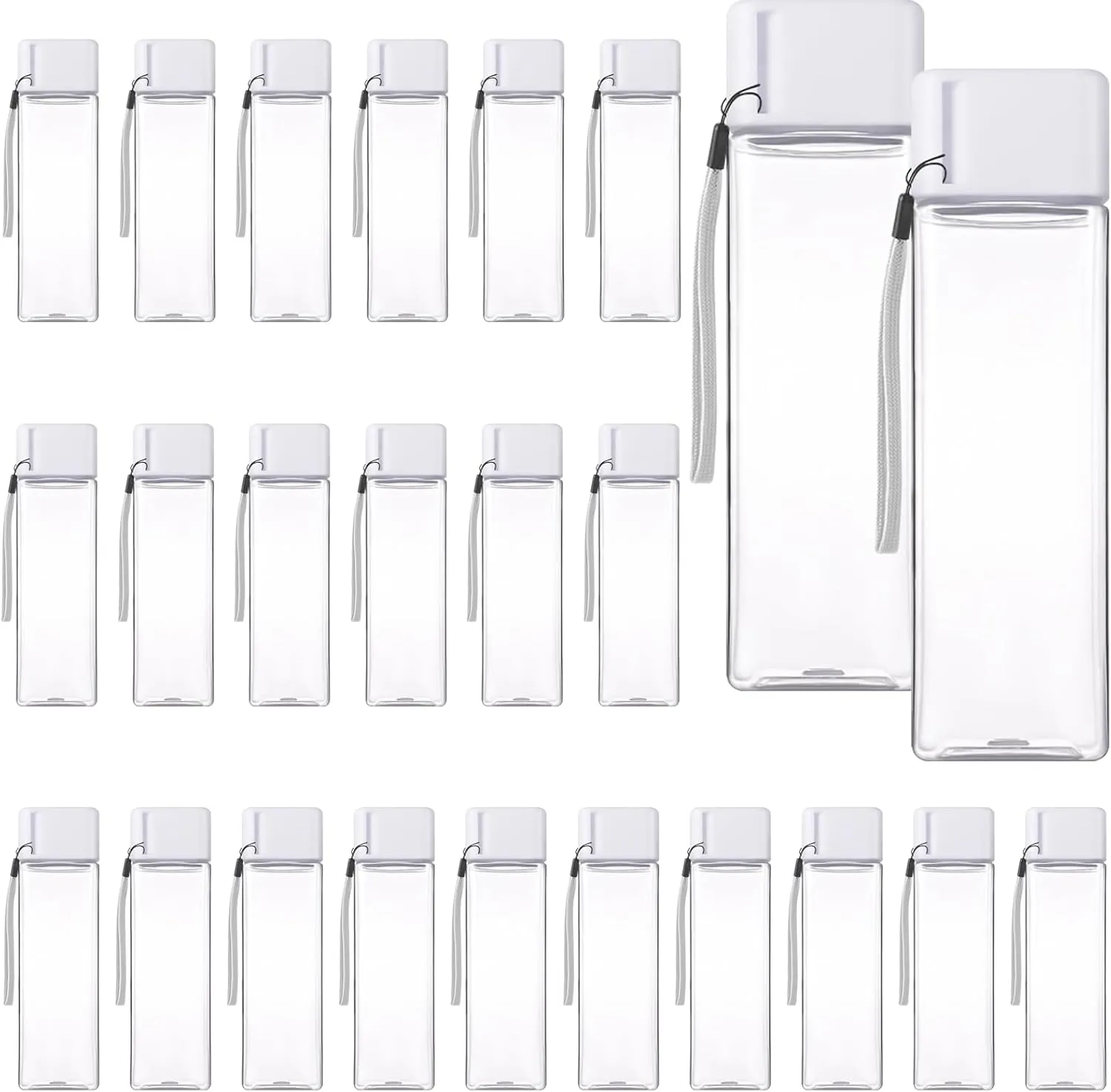 Olgaa 24 Pcs Water Bottle Bulk 16oz Kids Water Bottle Reusable Leak Portable Plastic Sports Drink Water Bottles With Handle Strap for Cycling Camping Hiking Gym Yoga (White)