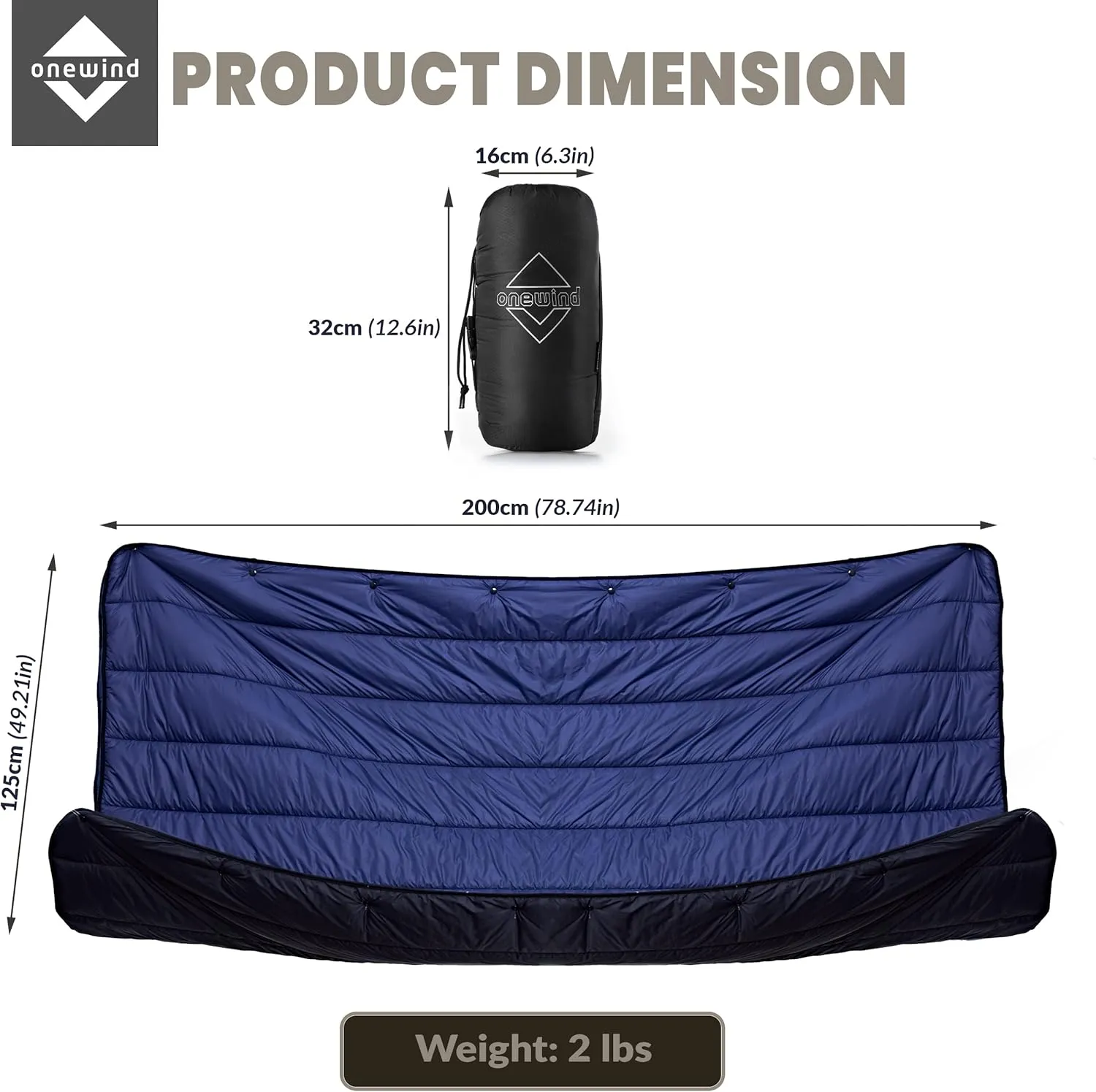 onewind Camping Blanket, Recycled Nylon Fabric Dupont Sorona Fillings, Warm, Puffy, Breathable, Windproof, Packable, Lightweight Camping Quilt for Outdoor Hiking Backpacking Travel Beach