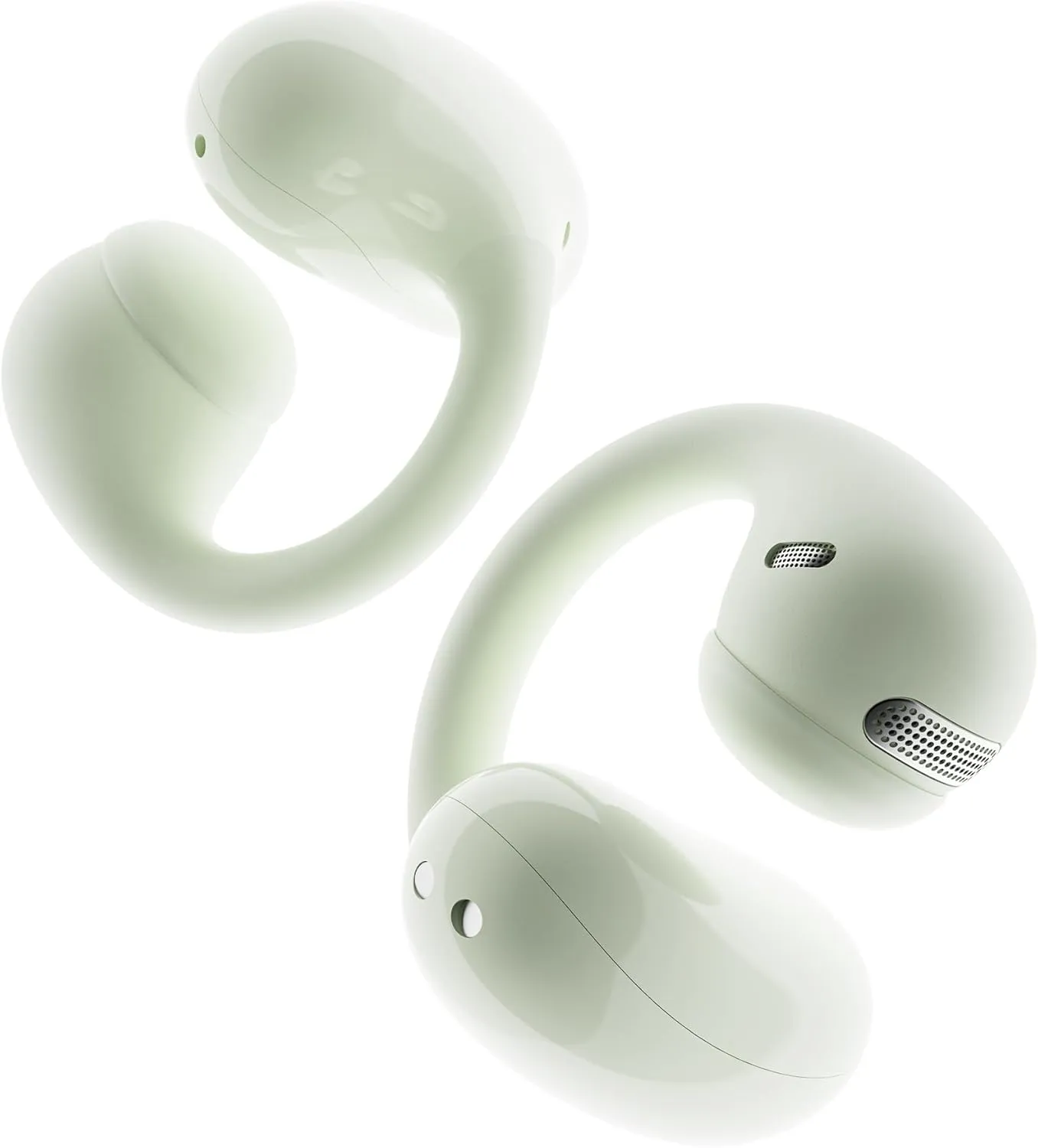 Open Ear Earbuds LIUP LP2 Luminous Clip On Headphones, 4.8g Lightweight Open Ear Clip, 3 Size Soft Ear Tips Stable Fit, Robust Bass, Dual-Device Connections, 48H Play, Fit Sports Running Workout Green