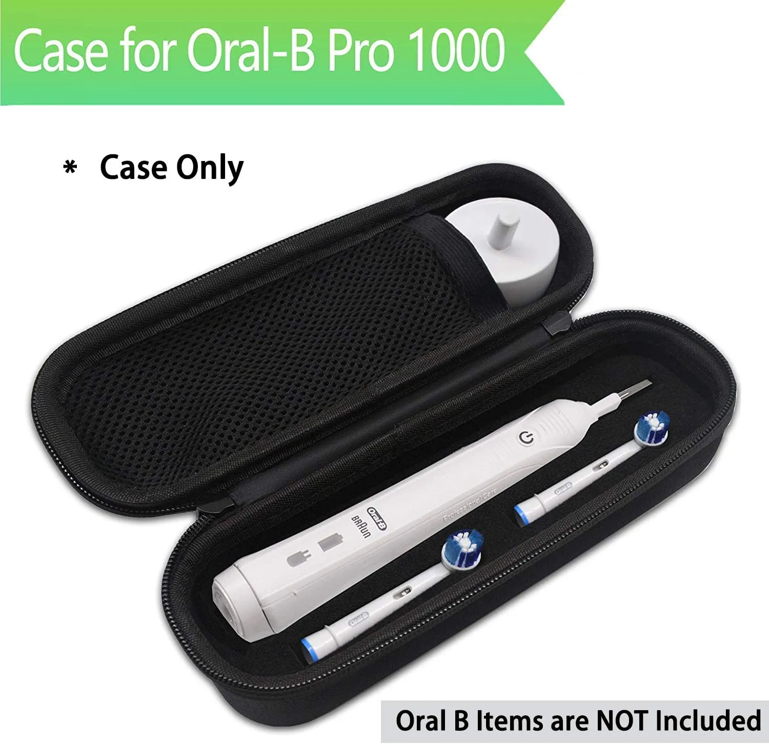Oral B Toothbrush Hard Travel Case Carrying Bag, Fits for Oral-B Pro 1000, 2000, 3000, 3500, 1500 Electric Toothbrush, Mesh Pocket for Accessories and Soft Lining inside the Case for Protection