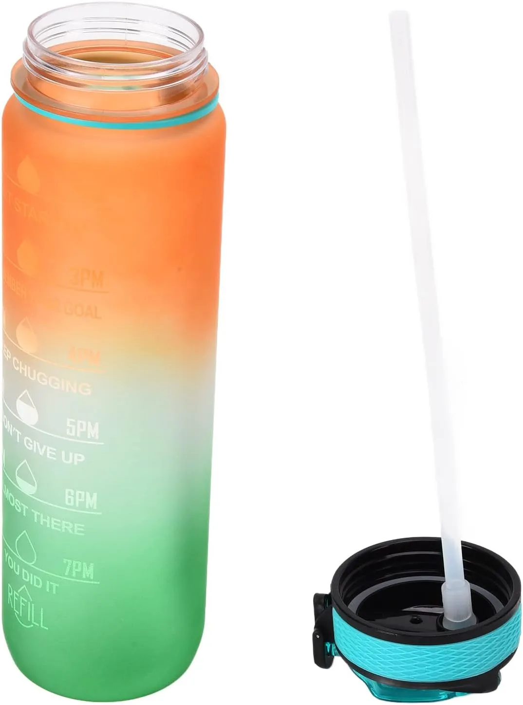 Orange Matte 1000ML Leakproof kettle Bottle, Portable Sports kettle with Scale, Food Grade Silicone Mouthpiece, Durably and Temperature for Outdoor Activities