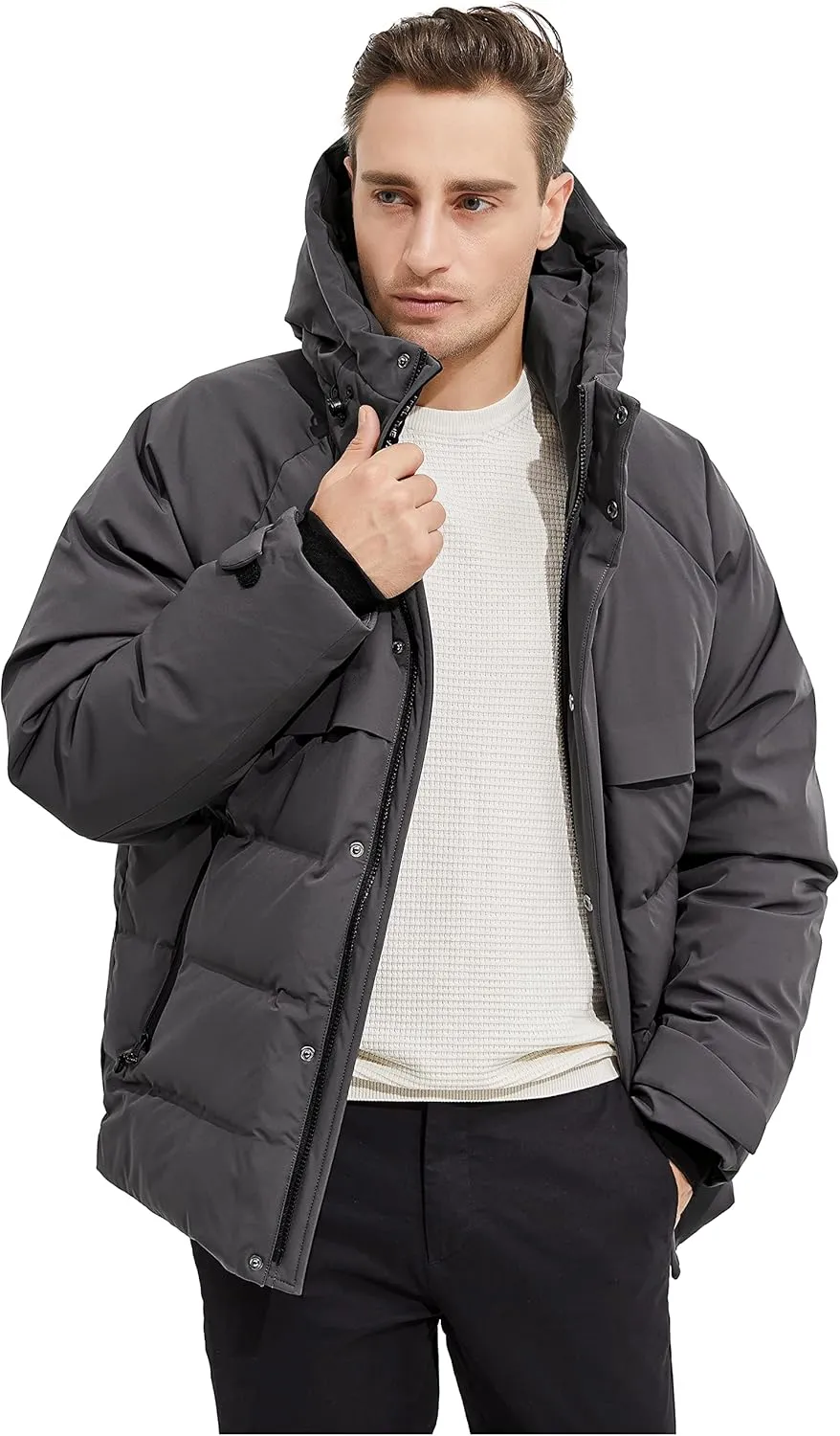 Orolay Men's Down Jacket with Adjustable Hood