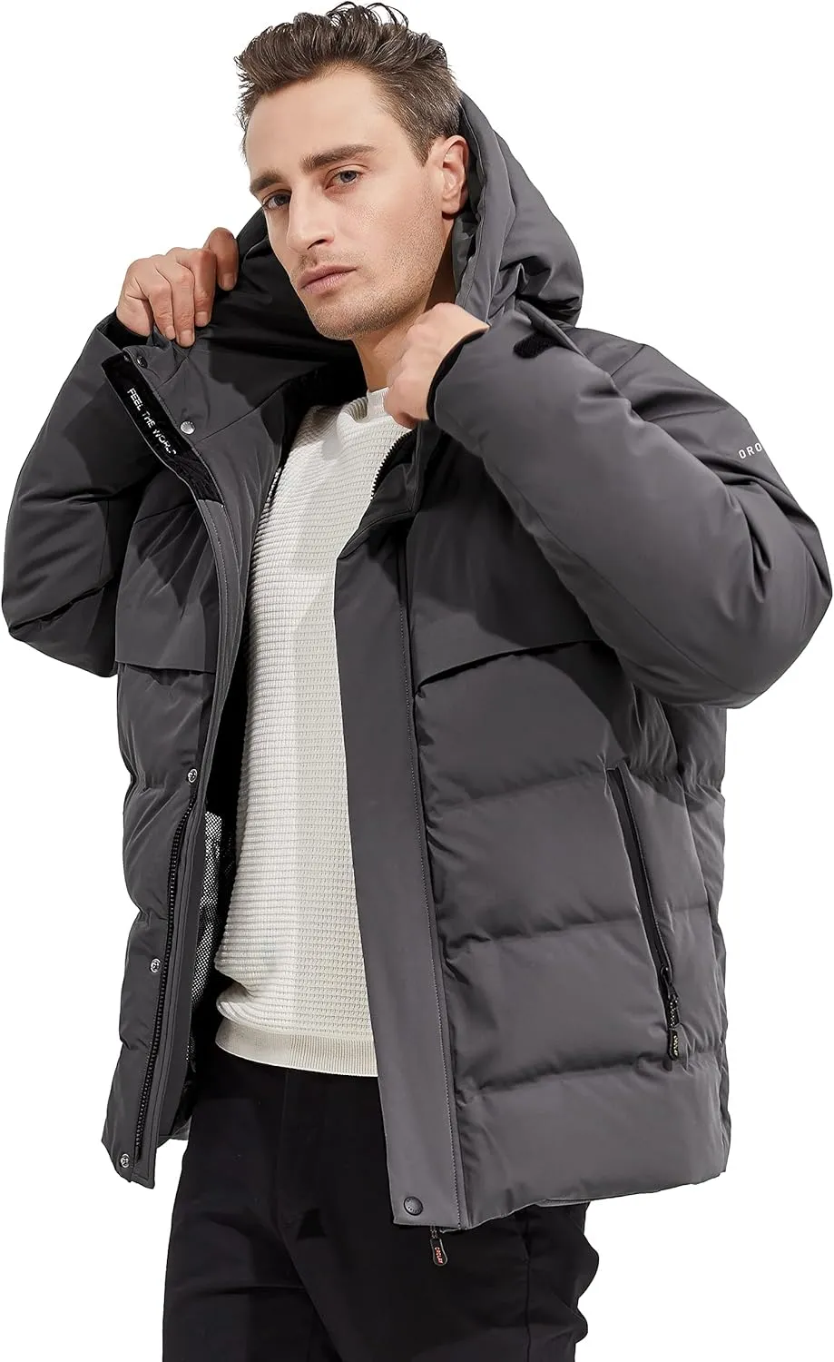Orolay Men's Down Jacket with Adjustable Hood
