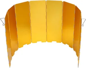 OUKENS Stove Windshield, 26.4x9.4in 8 Plate Foldable Aluminium Alloy Stove Windshield Groove Bottom Outdoor Camping Accessory Cooking Gas Wind Shield for Camping Stove(Yellow)