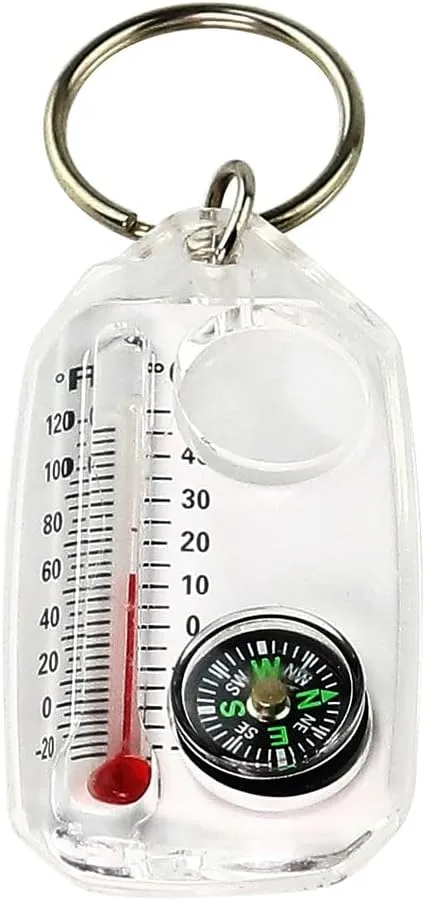 Outdoor 3-in-1 Compass High-Precision Multi-Functional Mini Portable Thermometer Magnifier Key Chain