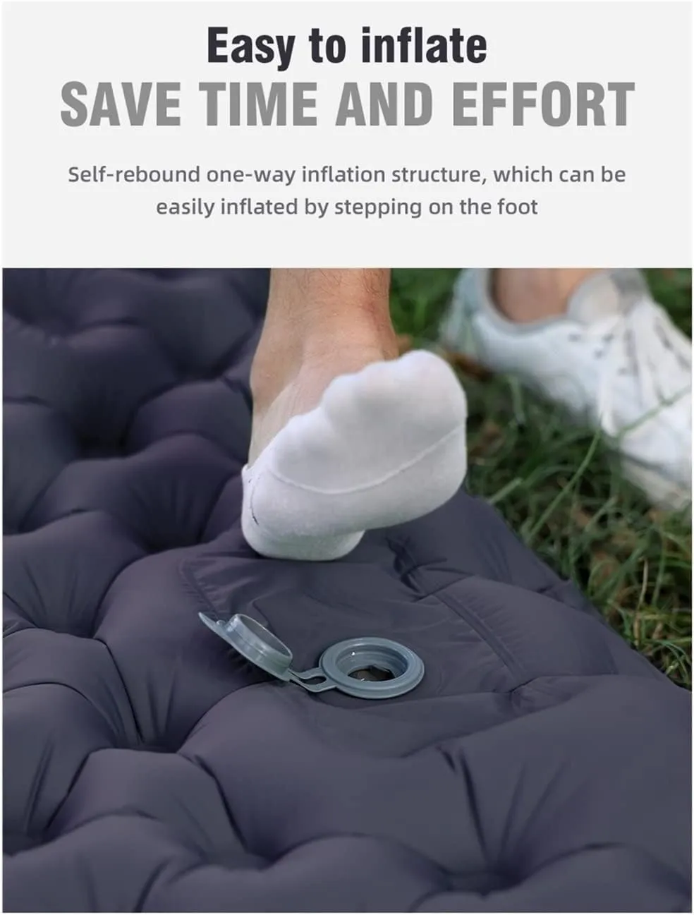 Outdoor Camping Double Inflatable Mattress Extra Wide Sleeping Pad Ultralight Folding Bed Sleeping Mat Car Travel Mat (Color : Khaki, Size : A)
