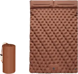 Outdoor Camping Double Inflatable Mattress Extra Wide Sleeping Pad Ultralight Folding Bed Sleeping Mat Car Travel Mat (Color : Khaki, Size : A)