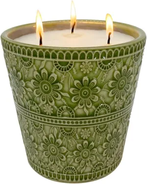 Outdoor Citronella Candle, Decorative Delicate Porcelain Candle Made with Natural Citronella Oil and Natural Soy Wax, Non-Toxic Smokeless Candle for Indoor, Patio, Backyard, Outdoor, Camping