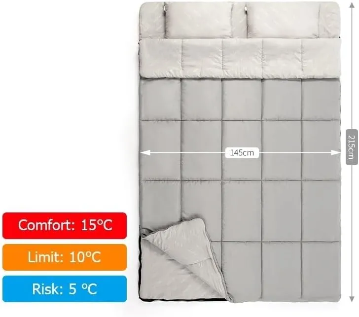 Outdoor Double Cotton Sleeping Bag Double Waterproof Camping Hiking Backpack Lazy Bag