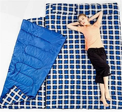 Outdoor Double Sleeping Bag Splicable Envelope Spring and Autumn Camping Hiking Portable Cotton Sleeping Bags 2.2m*1.45m