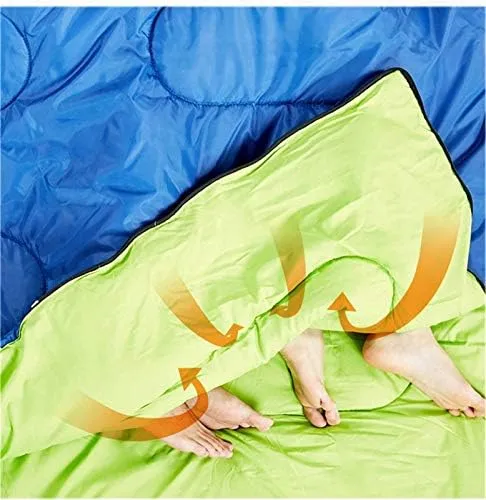 Outdoor Double Sleeping Bag Splicable Envelope Spring and Autumn Camping Hiking Portable Cotton Sleeping Bags 2.2m*1.45m
