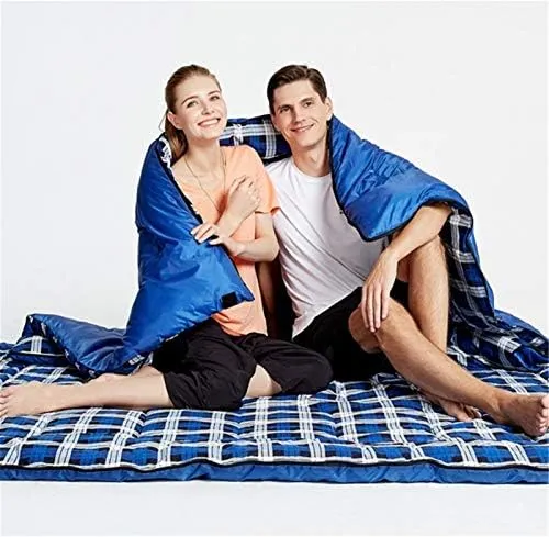 Outdoor Double Sleeping Bag Splicable Envelope Spring and Autumn Camping Hiking Portable Cotton Sleeping Bags 2.2m*1.45m