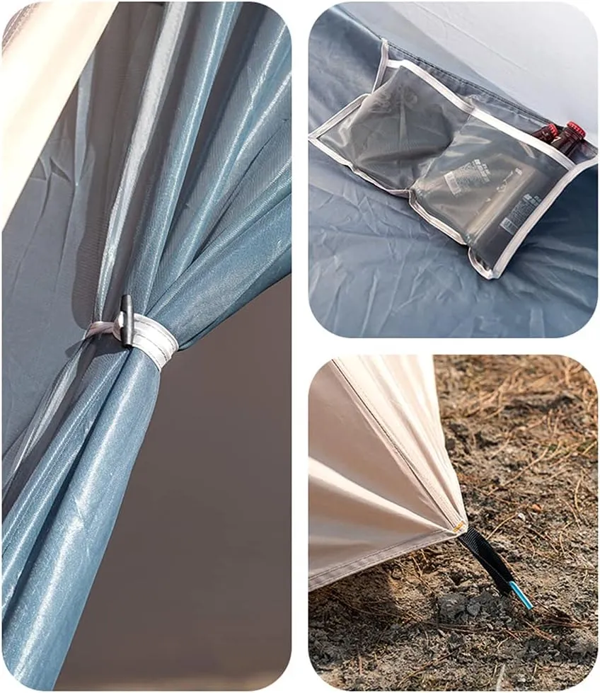 Outdoor Indian Tipi Tent Ultralight Teepee Tent Family Pyramid Tent for Backpacking, Camping, Hiking, Bushcraft, Travel, Winter Camping (White 340X290X200CM) (Khaki 460X460X300CM) (Khaki 460X