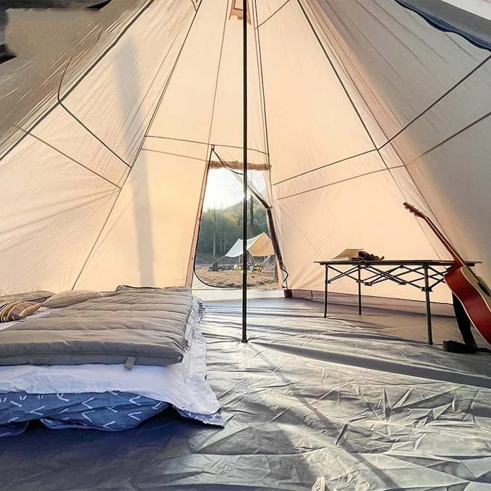 Outdoor Indian Tipi Tent Ultralight Teepee Tent Family Pyramid Tent for Backpacking, Camping, Hiking, Bushcraft, Travel, Winter Camping (White 340X290X200CM) (Khaki 460X460X300CM) (Khaki 460X