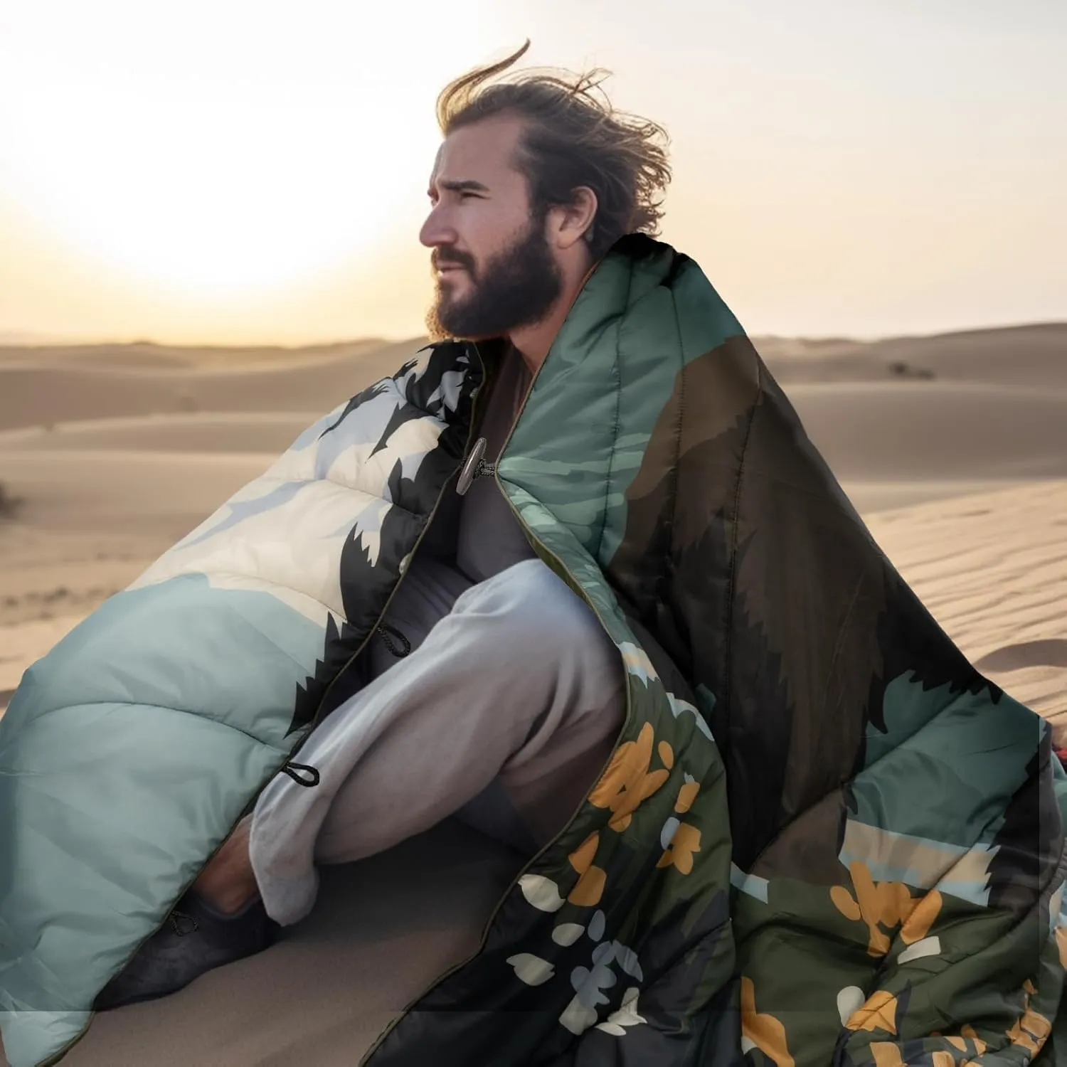 Outdoor Puffy Camping Blanket, Lightweight Windproof Warm Stadium Blanket, Packable Travel Camping Quilt for Cold Weather, Hiking, Backpacking, Sleeping, Hammock, Adventure 78"x 56"