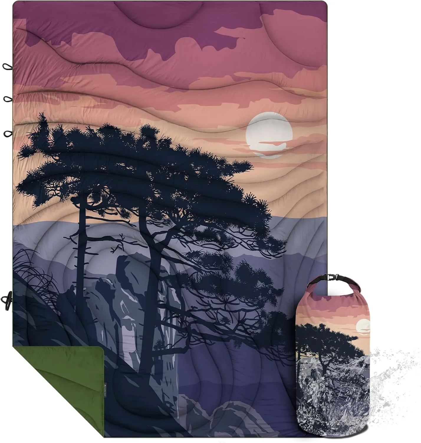 Outdoor Puffy Camping Blanket, Lightweight Windproof Warm Stadium Blanket, Packable Travel Camping Quilt for Cold Weather, Hiking, Backpacking, Sleeping, Hammock, Adventure 78"x 56"