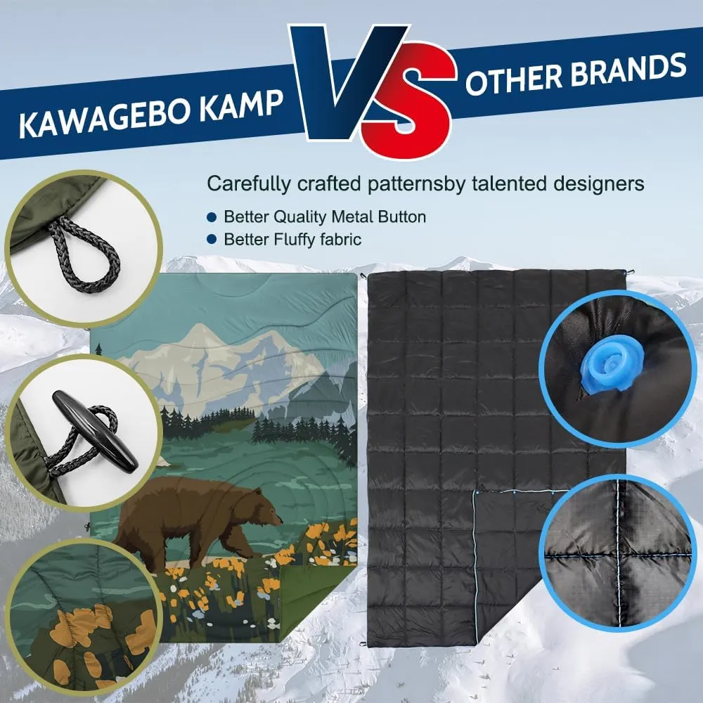 Outdoor Puffy Camping Blanket, Lightweight Windproof Warm Stadium Blanket, Packable Travel Camping Quilt for Cold Weather, Hiking, Backpacking, Sleeping, Hammock, Adventure 78"x 56"