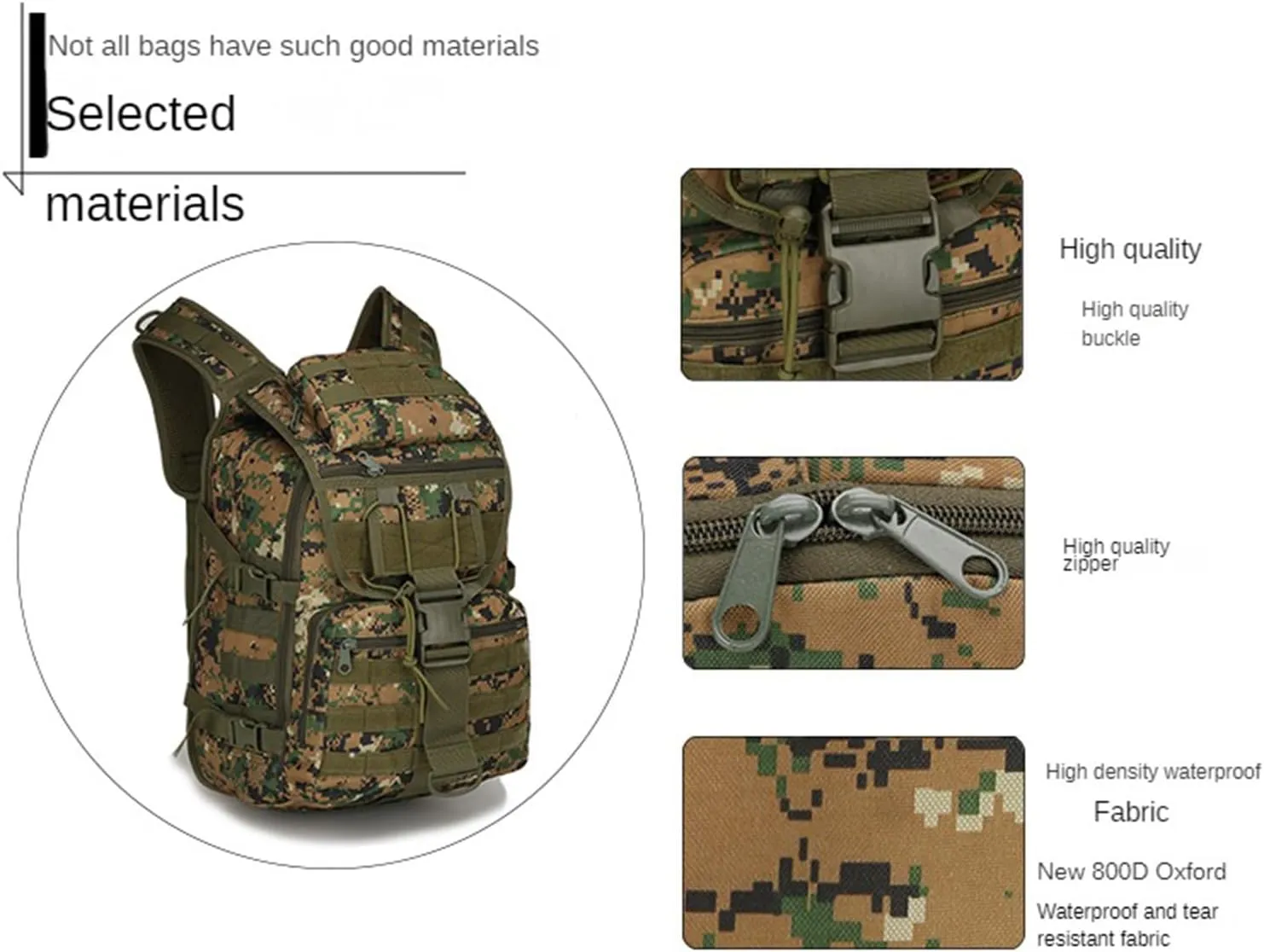 Outdoor Shoulder Tactical Bag Waterproof Mountaineering Bag Hiking Camo Backpack,ACU