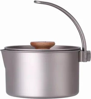 Outdoor Titanium Pot, Ultralight Camping Hanging Cookware, with Lid Folding Handle, for Hiking Picnic Camping Supplies