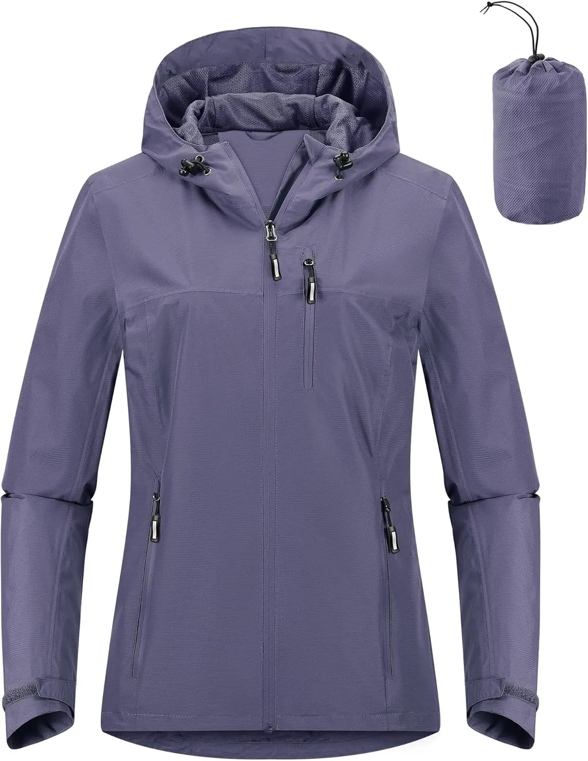 Outdoor Ventures Packable Rain Jacket Women Lightweight Waterproof Raincoat with Hood Cycling Bike Jacket
