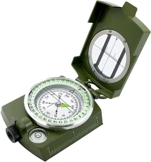 Outdoor Waterproof Professional Military Survival Sighting Compass American Multifunctional Green Compass Suitable with Hiking,Camping
