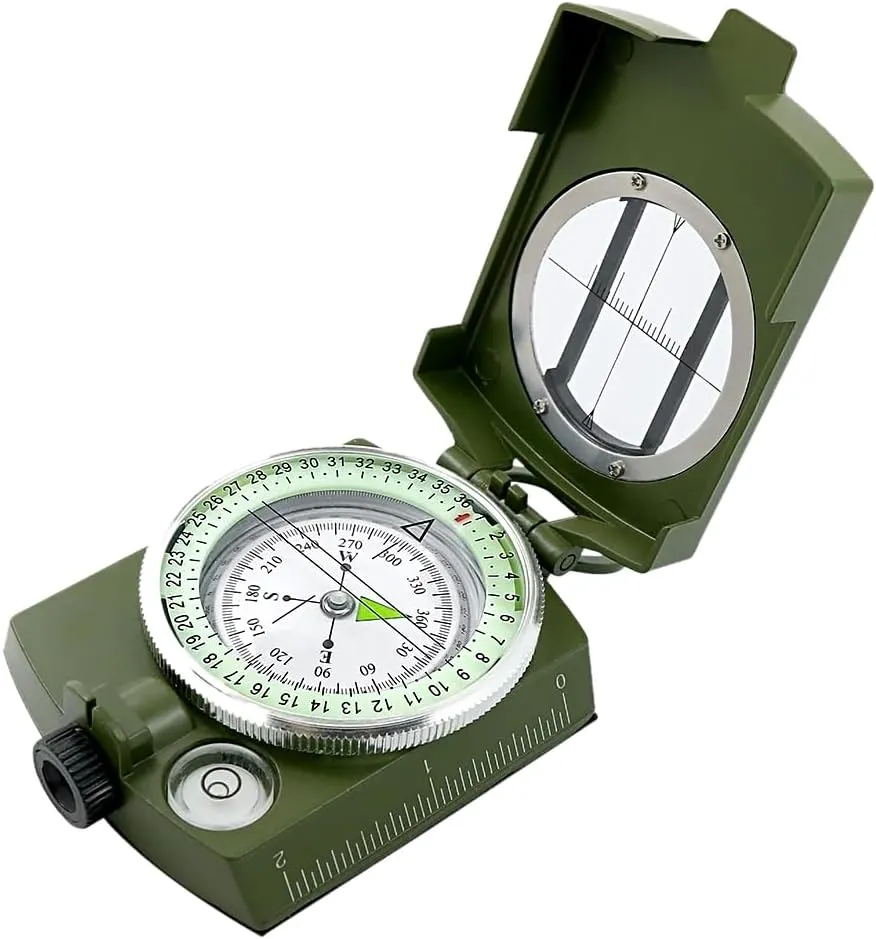 Outdoor Waterproof Professional Military Survival Sighting Compass American Multifunctional Green Compass Suitable with Hiking,Camping