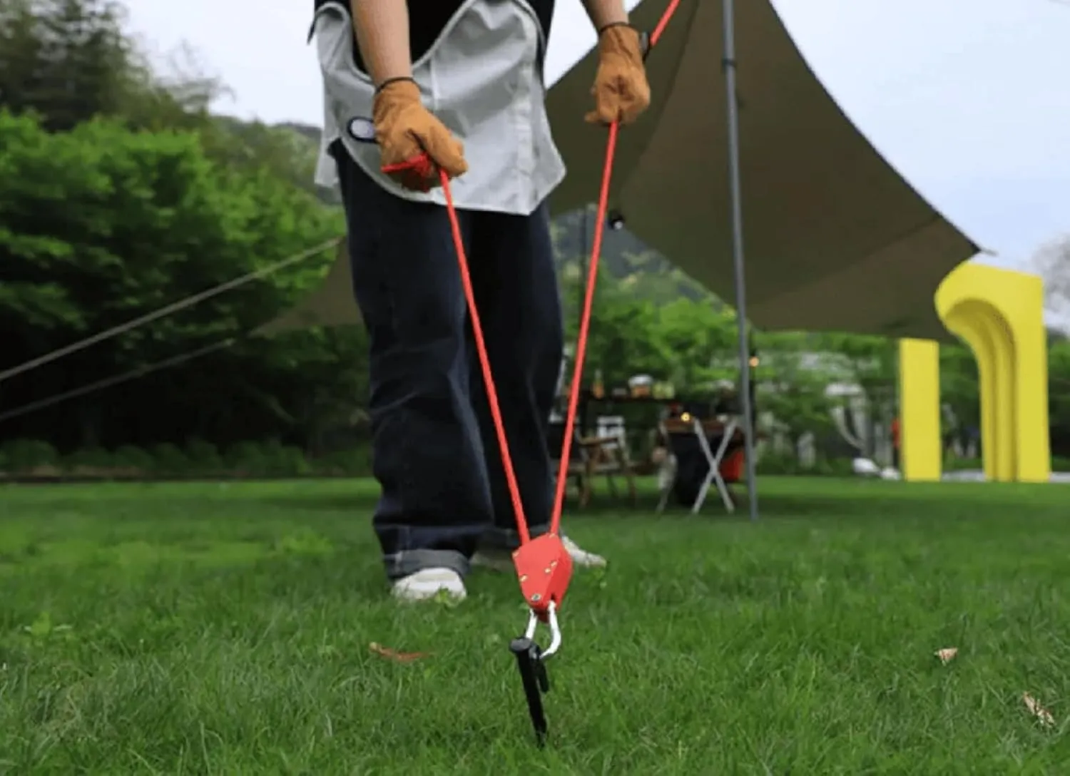 Outdoor Windproof Rope, Retractable Outdoor Windproof Rope with Ratchet, Portable Adjustable Fix Camping Heavy Duty Rope Reflective Wind Rope for Tent Tarp, Climbing (Khaki,1/4 inch, 16.4ft)