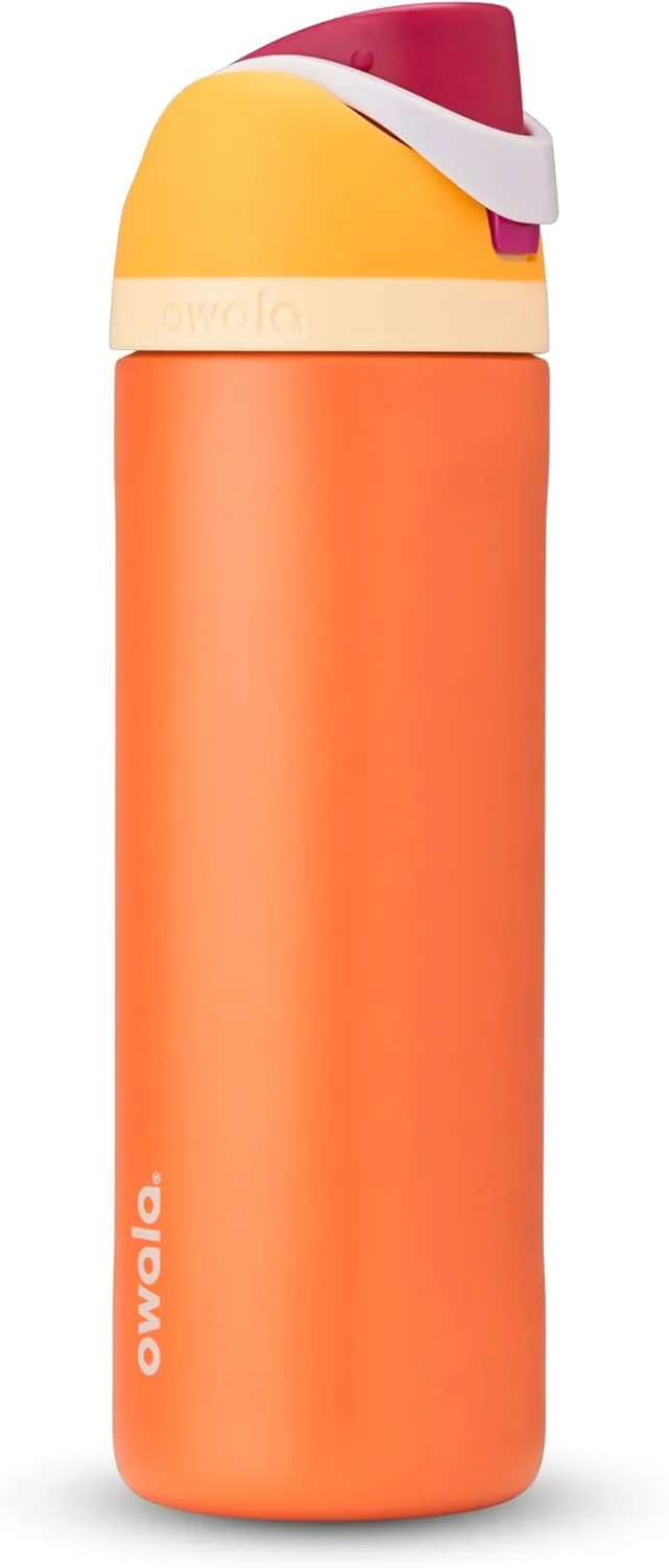 Owala FreeSip Insulated Stainless Steel Water Bottle with Straw for Sports, Travel, and School BPA-Free Sports Water Bottle, 24 oz, Citrus Crush
