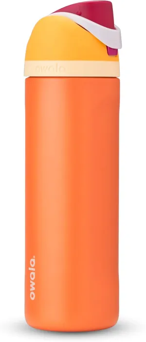 Owala FreeSip Insulated Stainless Steel Water Bottle with Straw for Sports, Travel, and School BPA-Free Sports Water Bottle, 24 oz, Citrus Crush