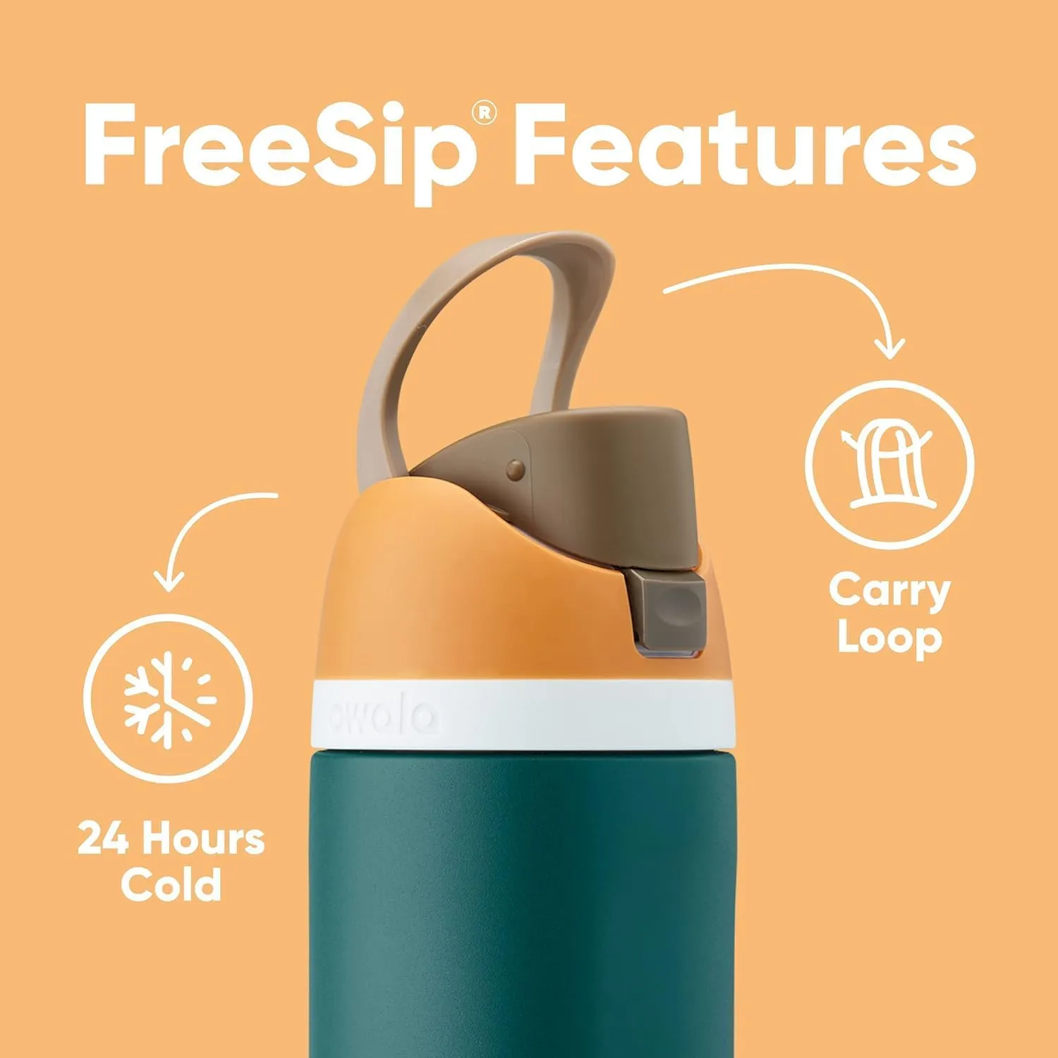 Owala FreeSip Insulated Stainless Steel Water Bottle with Straw for Sports, Travel, and School BPA-Free Sports Water Bottle, 24 oz, Citrus Crush