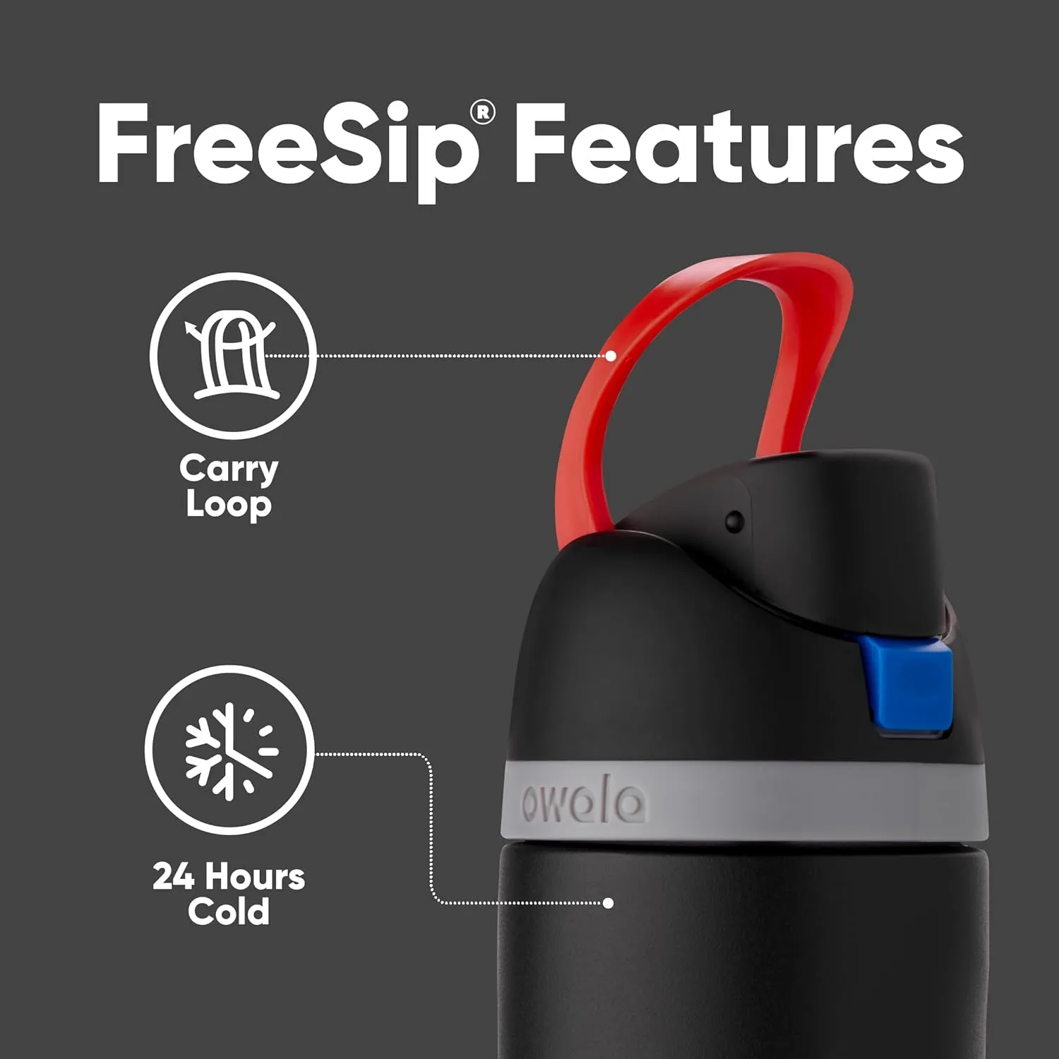Owala Star Wars FreeSip Insulated Stainless Steel Water Bottle with Straw for Sports and Travel, BPA-Free, 24-Ounce, Darth Vader