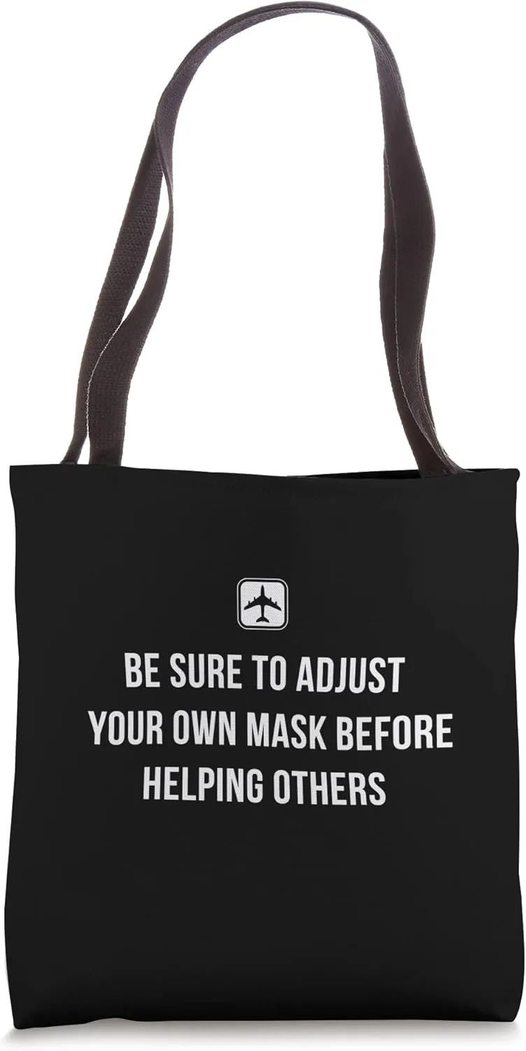 Oxygen Mask Airplane Flight Passenger Airport Pilot Safety Tote Bag