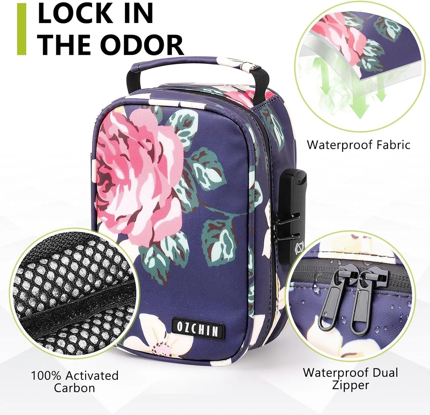 OZCHIN Smell Proof Bag with Combination Lock Tobacco Pipe Pouch Bag File Organizer Case Container Medicine Lock Box Odorless Storage Bag Great Gift for Friend